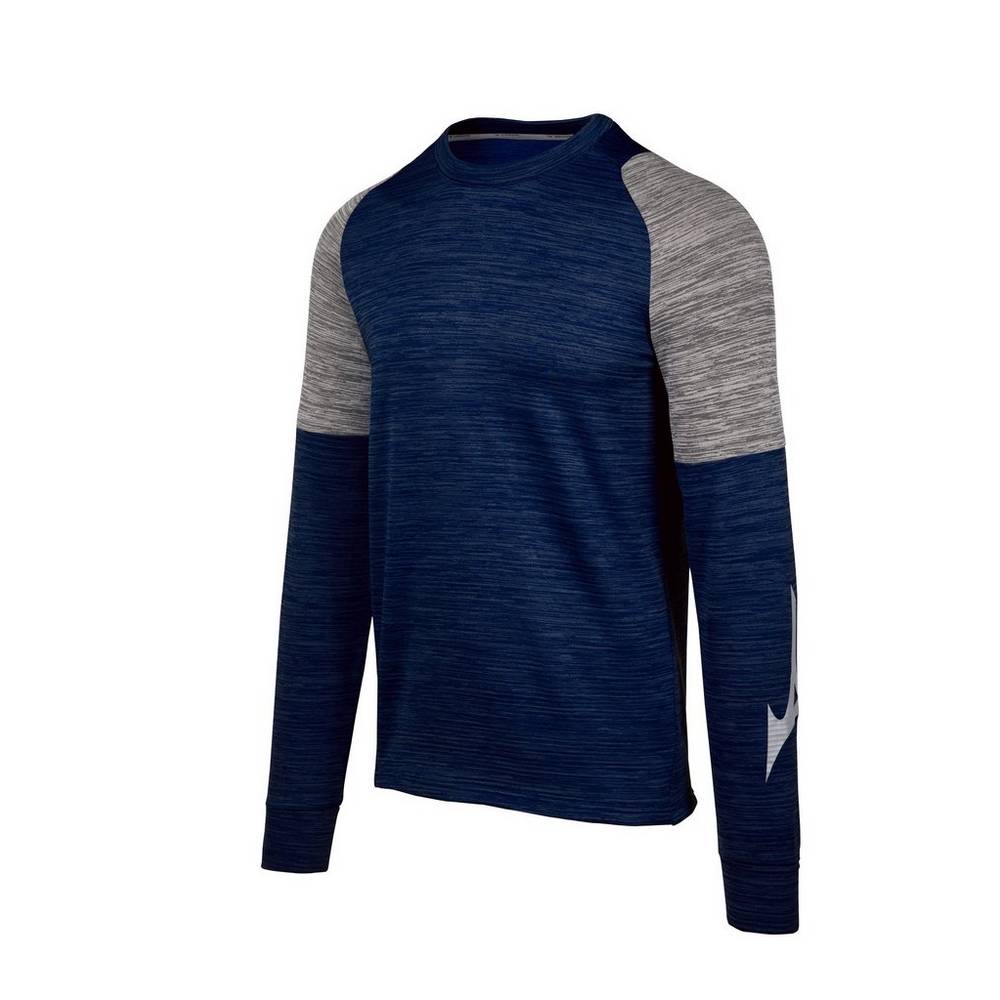 Panske Tričko Mizuno Velocity Long Sleeve Crew Námornícka Modrá Vypredaj PKZB78560